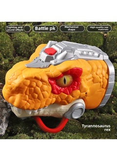 Children's Dinosaur Hand Puppet Animal Model Boy Ankylosaurus Triangle Tyrannosaurus Rex Gloves Dinosaur Head Sound And Light Toy-Color:Mecha Hand Puppet-Tyrannosaurus Rex [Lighting 3D Sound]]