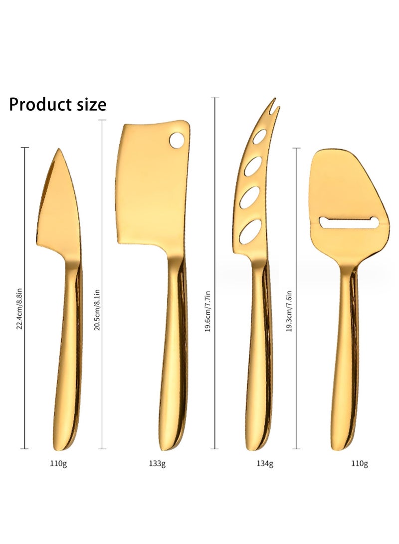 KASTWAVE 4pcs Stainless Steel Multifunctional Butter Spreader, Deluxe Sandwich Cream Cheese Condiment Knives Set Kitchen Tools,Easy to Spread for Jam Cheese Cream Slicer , (Golden) - Image 2