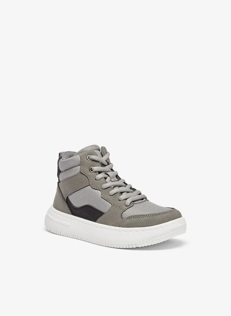 Mister Duchini Boys Panelled High Top Sneakers with Zip Closure
