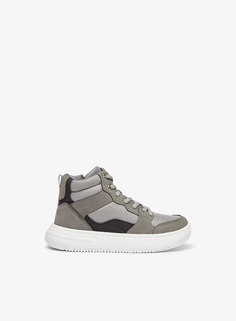 Mister Duchini Boys Panelled High Top Sneakers with Zip Closure
