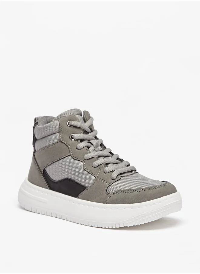 سيد دوتشيني Boys Panelled High Top Sneakers with Zip Closure