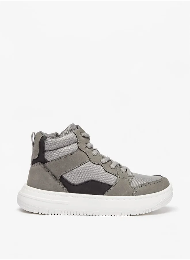 سيد دوتشيني Boys Panelled High Top Sneakers with Zip Closure