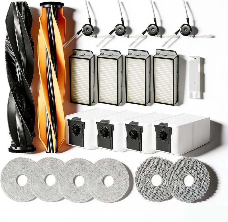 JoyBros Accessories for Dreame X50 Ultra Complete L40s Pro Ultra Mop Pads X6; Dust Bags X4; Filter HEPA X4; Main Brushes X2; Side Brushes X4 Replacement Parts | Microfibre wipes x 4 chenille mop pads x 2; dust bags x 4; filter HEPA x 4; main brushes x 2; side brushes x 4 - Image 1