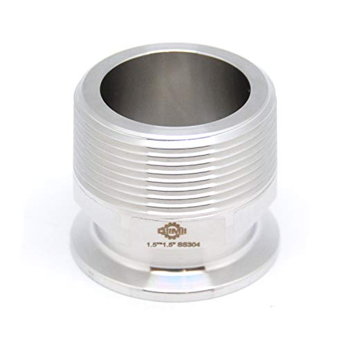 QiiMii 1.5" Tri Clamp Adapter to 1.5" MNPT Thread Ferrule Hexagonal Sanitary Pipe Fitting - Image 1