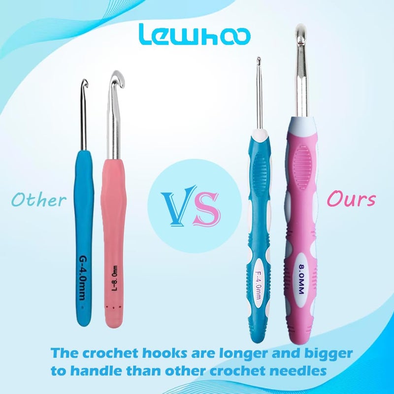 Lewhoo Ergonomic Crochet Hooks Set with Case, 13 Size Crochet Hooks for Arthritic Hands 2.0mm -10.0mm (B-N) - Image 3