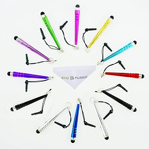ECO-FUSED Stylus Pen Bundle 12 PackShort Stylus Pens with 35mm Jack Connector Compatible with All Capacitive Touchscreen Devices for iPad iPhone Samsung Phones Tablets Android Tablets and More - Image 3