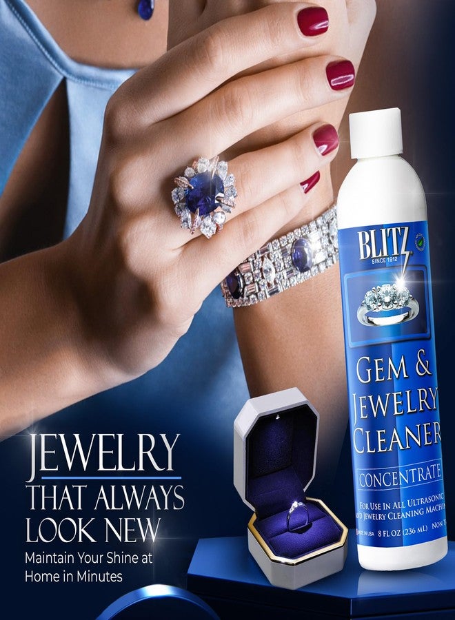 Blitz Gem & Jewelry Cleaner Liquid Concentrate for Gold, Silver, & Platinum Jewelry Cleans Non-Porous, Precious & Semi-Precious Stones. Non-Toxic, Non-Abrasive, & Planet Friendly Made in USA 8oz - Image 5