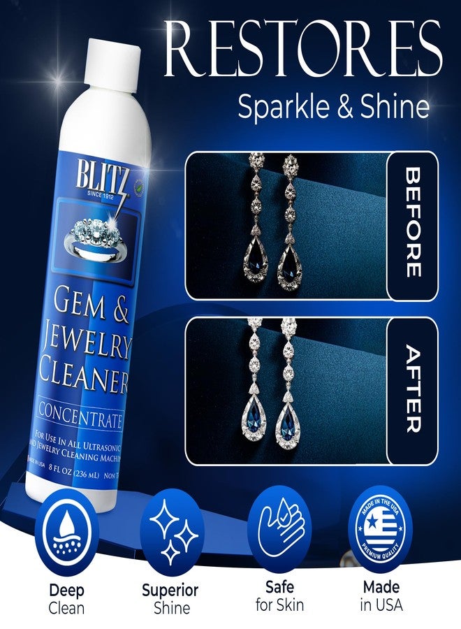 Blitz Gem & Jewelry Cleaner Liquid Concentrate for Gold, Silver, & Platinum Jewelry Cleans Non-Porous, Precious & Semi-Precious Stones. Non-Toxic, Non-Abrasive, & Planet Friendly Made in USA 8oz - Image 3