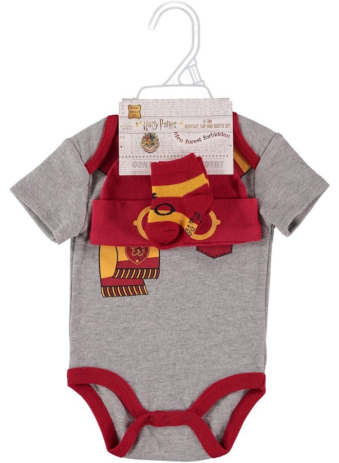 Harry Potter Baby Boys Clothing 3-Piece Set with Bodysuit, Hat, and Socks Gifts Baby Clothes (3 Pack Grey/Red/Yellow, 3-6M) - Image 2