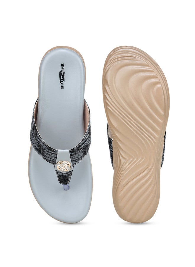 She Zone Comfort Sandals for Women in Grey - Image 5