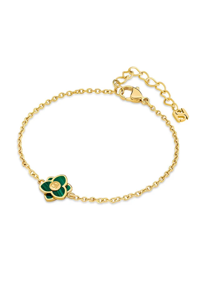 سانت هونور Burj Malachite Flower Motif Gold Plated Bracelet Elegant Designer Accessory