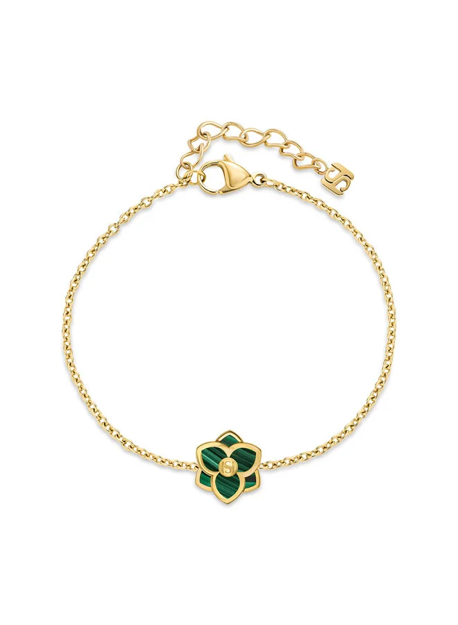 سانت هونور Burj Malachite Flower Motif Gold Plated Bracelet Elegant Designer Accessory