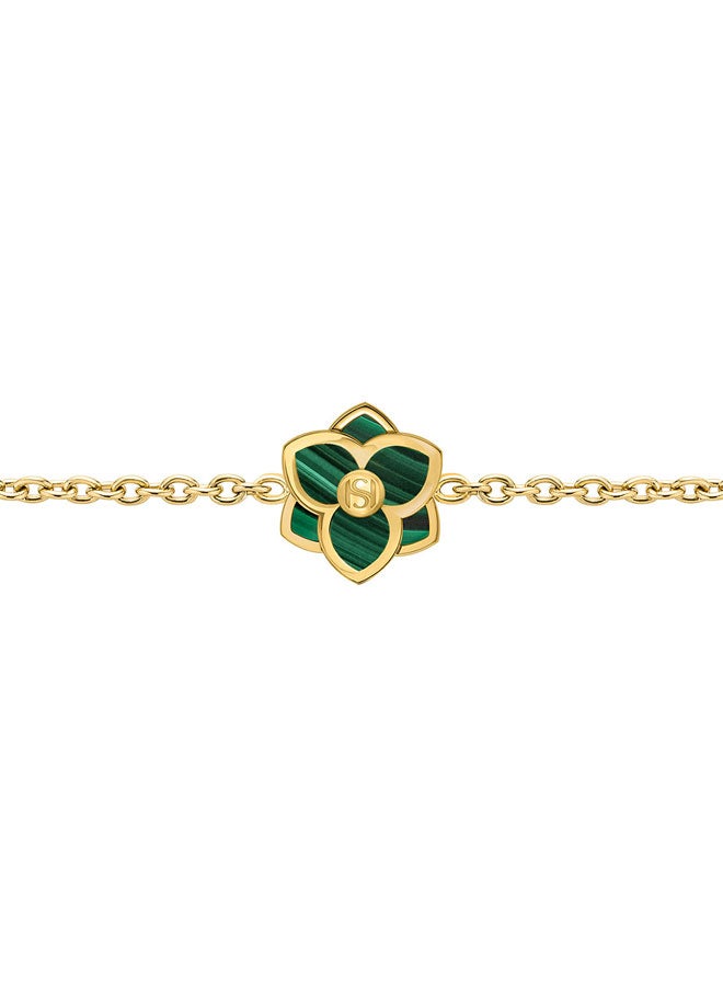 Saint Honore Paris سوار برج مالاكيت بنمط زهرة مطلي بالذهب إكسسوار مصمم أنيق - Image 3