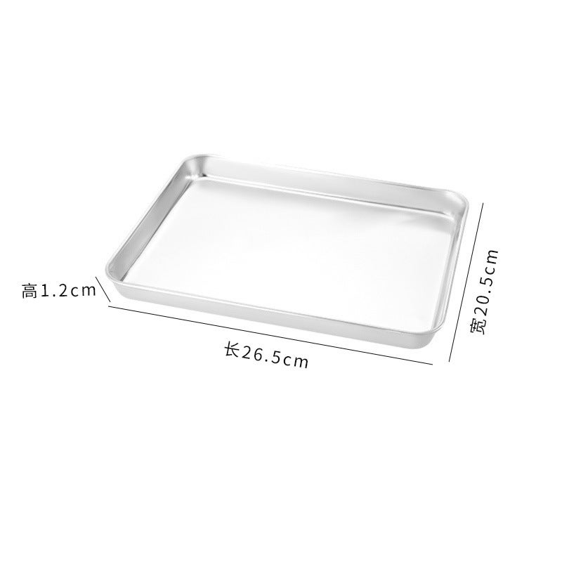 Stainless Steel Plate Rectangular Flat Bottom Barbecue Tray Restaurant Spare Dish Rice Roll Steaming Plate Heat-Resistant - Image 1