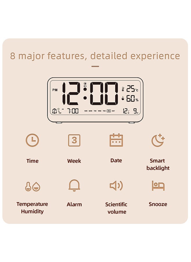 Generic - 8001-EN Multifunctional Digital Clock LED Brightness Adjustable Temperature Humidity Displaying Alarm Clock with Dual Alarms Modes, Week & Date & Month Display, Auto-Dimming, Light-at-Night Mode - Image 1