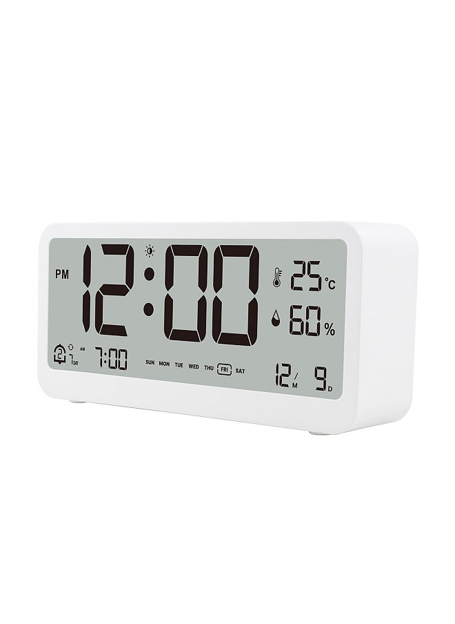 Generic - 8001-EN Multifunctional Digital Clock LED Brightness Adjustable Temperature Humidity Displaying Alarm Clock with Dual Alarms Modes, Week & Date & Month Display, Auto-Dimming, Light-at-Night Mode - Image 1