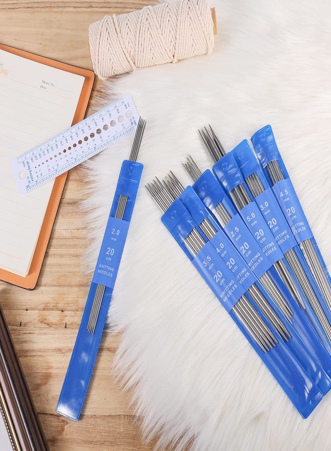 AIEX 35pcs Double Pointed Knitting Needles Set, 7 Sizes DPNS Knitting Pins 2 mm to 5 mm Sweater Socks Knitting Needles Kit Stainless Steel Yarn Needles for Weaving Project Beginner Kids (7.9 Inch Long) - Image 3