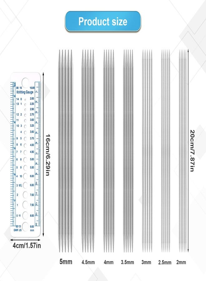 AIEX 35pcs Double Pointed Knitting Needles Set, 7 Sizes DPNS Knitting Pins 2 mm to 5 mm Sweater Socks Knitting Needles Kit Stainless Steel Yarn Needles for Weaving Project Beginner Kids (7.9 Inch Long) - Image 2