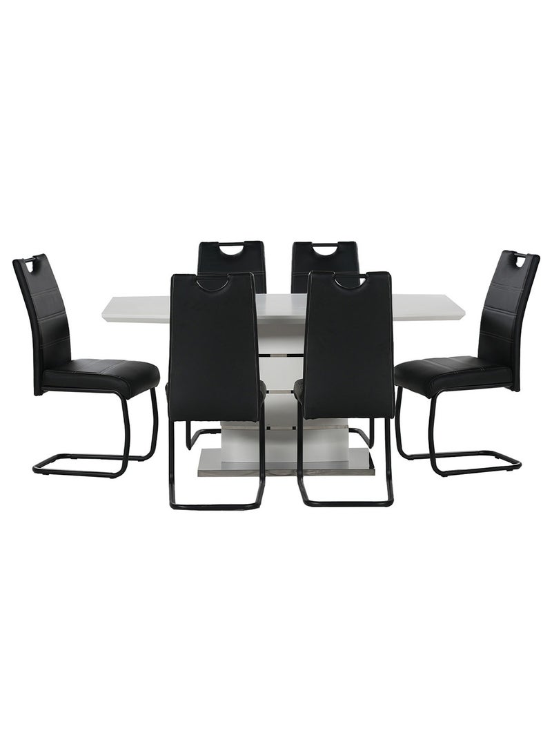 Royaloak Florence Marble Dining Set | 6 Seater Marble Dining Table with Chairs | Luxury Dining Furniture | Modern Design | Durable MDF Base - Image 4