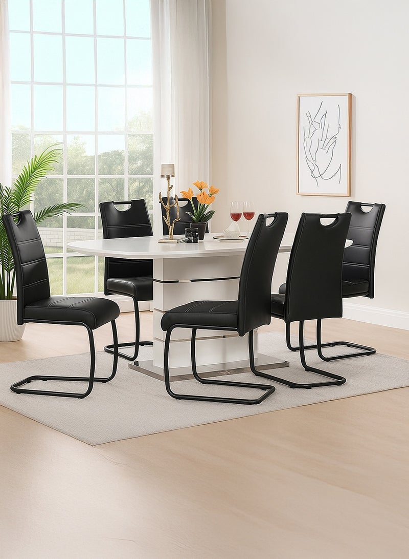 Royaloak Florence Marble Dining Set | 6 Seater Marble Dining Table with Chairs | Luxury Dining Furniture | Modern Design | Durable MDF Base - Image 1