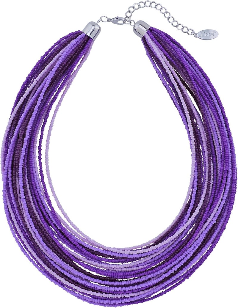 Bocar Multi Layer Chunky Bib Statement Seed Beads Cluster Collar Necklace for Women Gift (NK-10351) - Image 1