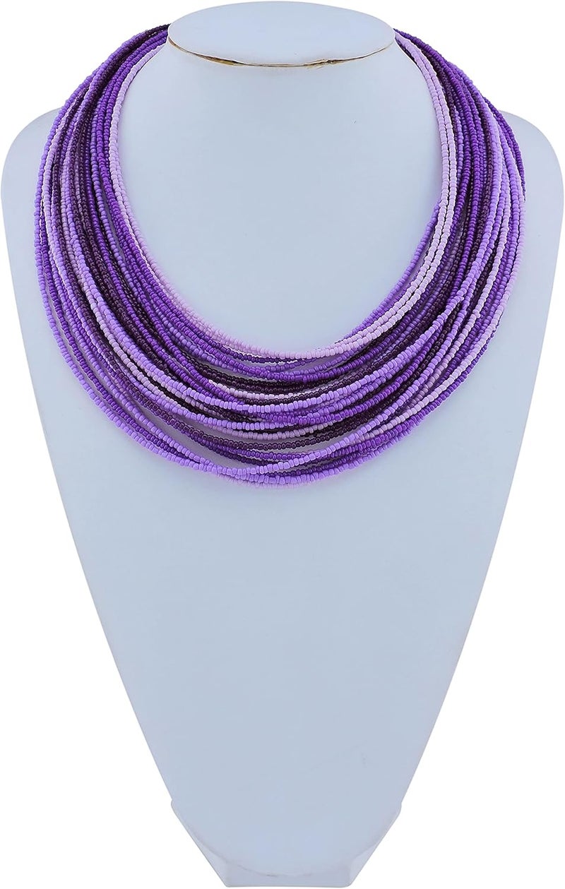 Bocar Multi Layer Chunky Bib Statement Seed Beads Cluster Collar Necklace for Women Gift (NK-10351) - Image 2