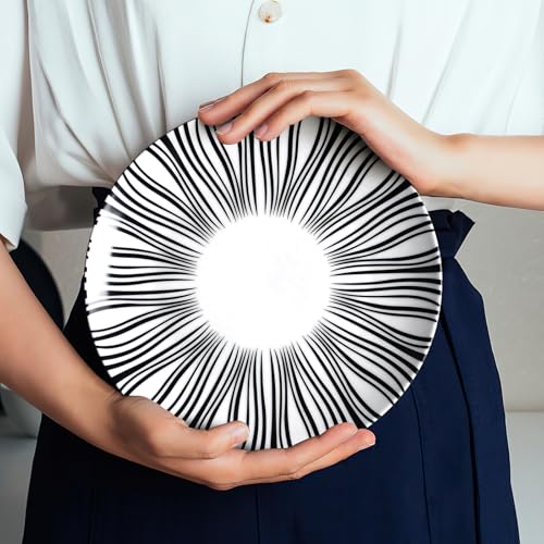 AYFDISHS 6" Appetizer Plates Set of 6, Black and White Striped Ceramic Dessert Plates, Zebra Pattern Dinner Plates Set for Salad Sandwiches, Minimalist Porcelain Dish Set, Microwave & Dishwasher Safe - Image 5