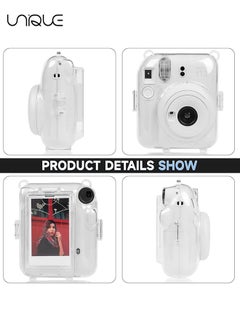 Unique 3 Pack Clear Camera Case Compatible with Fujifilm Instax Mini 12 Instant Camera, Clear Instax Mini 12 Case with Photo Pocket Holds and Adjustable Shoulder Strap & Cute Camera Sticker (Black and White)  - Image 5