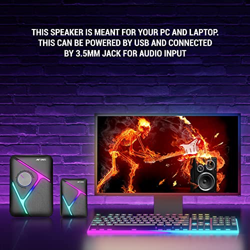 Ant Esports GS270 2.1 Stereo Wired Gaming Speakers with Subwoofer, RGB Lights Stereo Bass 11W - Black - Image 2
