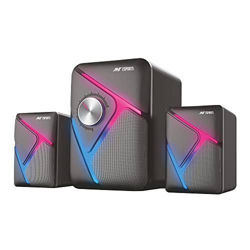 Ant Esports GS270 2.1 Stereo Wired Gaming Speakers with Subwoofer, RGB Lights Stereo Bass 11W - Black - Image 1