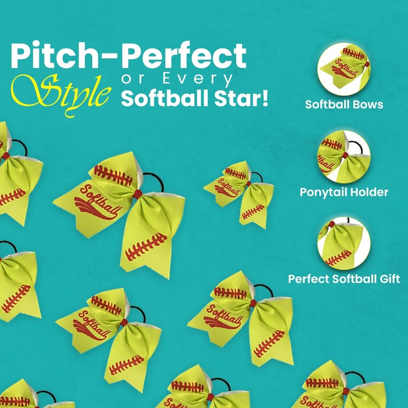 Infinity Collection Softball Hair Bow - 6.5" Cheer Bow Hair Accessory - Perfect Softball Player Gift - Red Stitch - Image 4