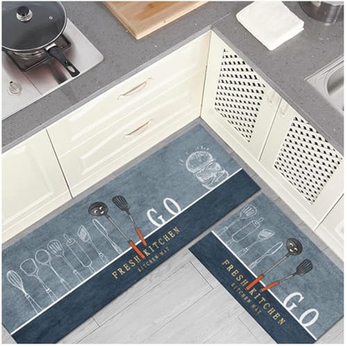 Rexez Kitchen Mats Waterproof Memory Foam Standing Desk Floor Mat Non Slip Rugs, Comfort Runner Rug Floor Carpets for Kitchen Home Office, Sink & Laundry, Multicolor (Microfiber Kitchen Mat, Large) - Image 3