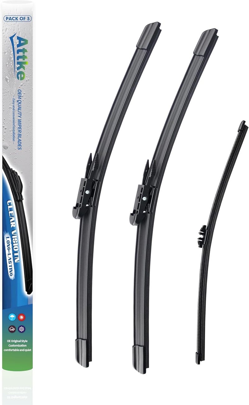 ATTKE All Weather Wiper Blades, 26” + 22” Front Wiper and 11” Rear Wiper Blades for Ford Explorer 2011-2020, OE Genuine Style (3 Wipers) - Image 1
