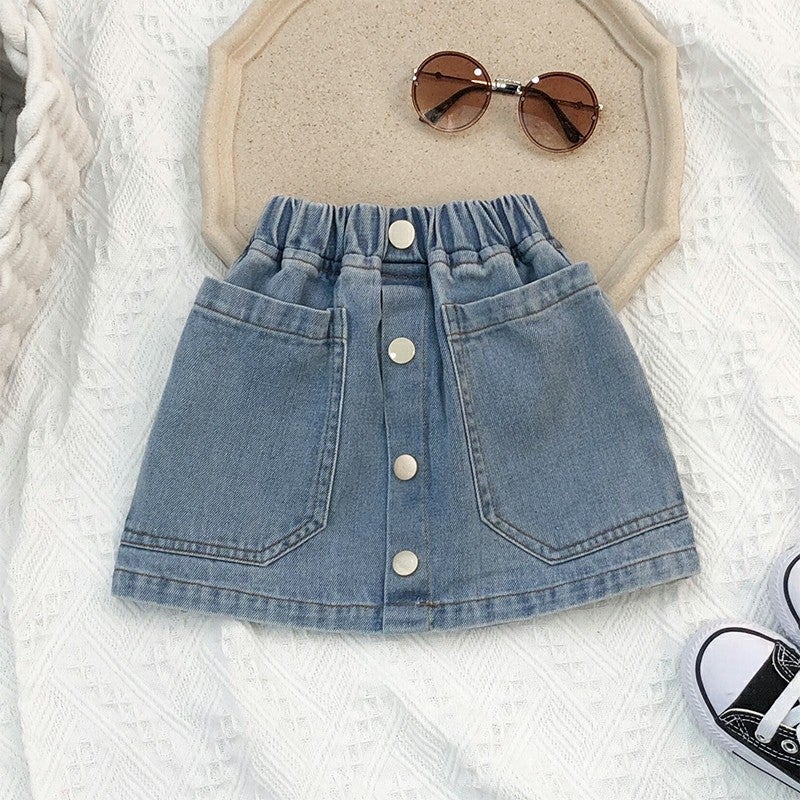 Summer Girls' Short Skirt Baby Children'S Trendy Korean-Style Denim Skirt Princess A-Line Denim Skirt - Image 1