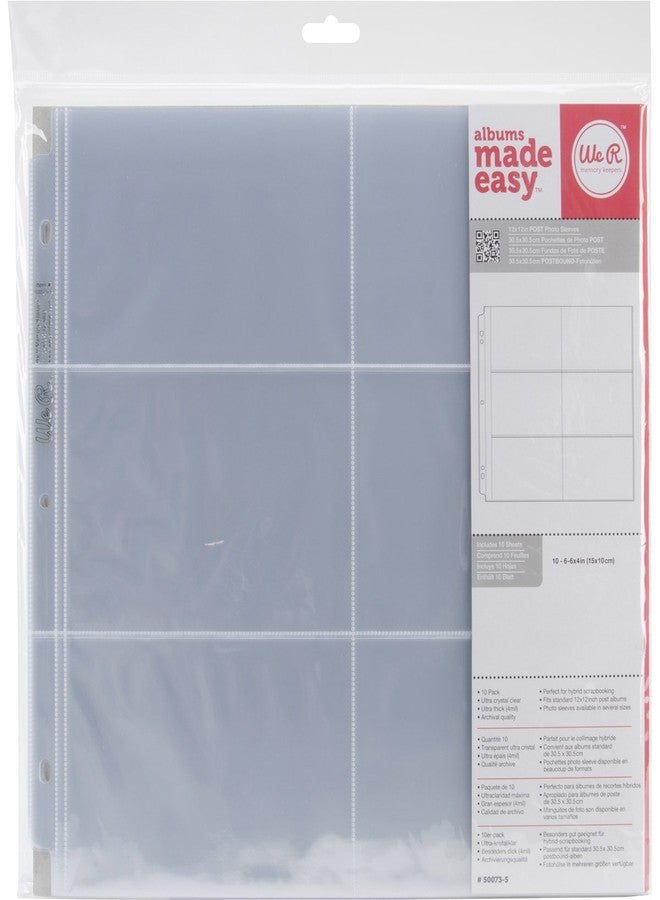 We R Memory Keepers We R Post Bound Photo Sleeves 12"X12" 10/Pkg-Six 4"X6" Pockets - Image 1
