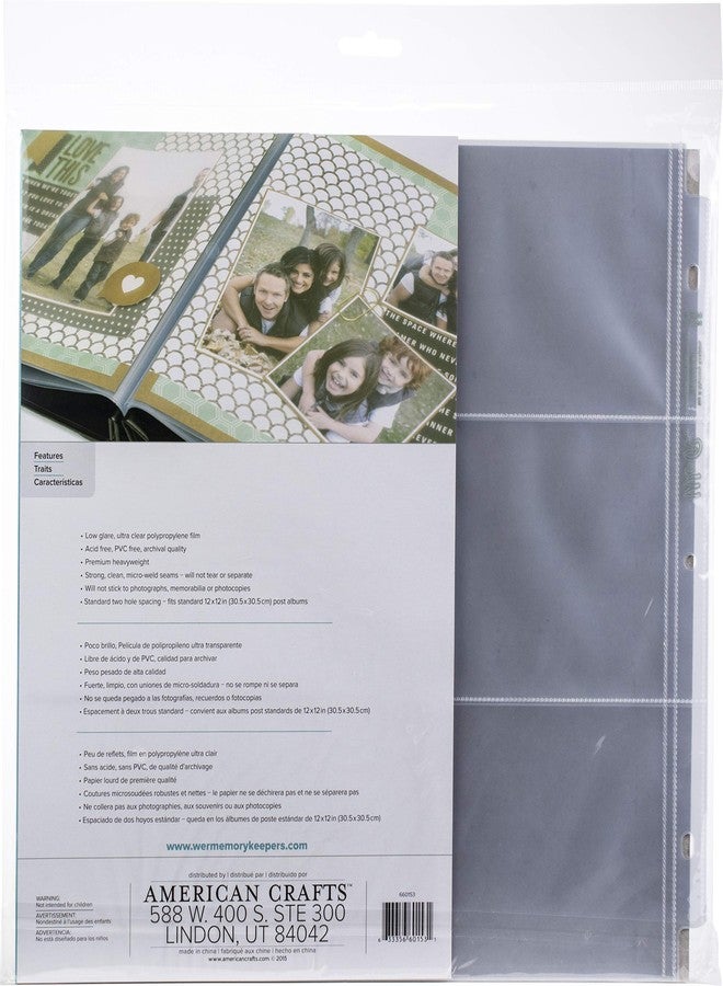 We R Memory Keepers We R Post Bound Photo Sleeves 12"X12" 10/Pkg-Six 4"X6" Pockets - Image 3