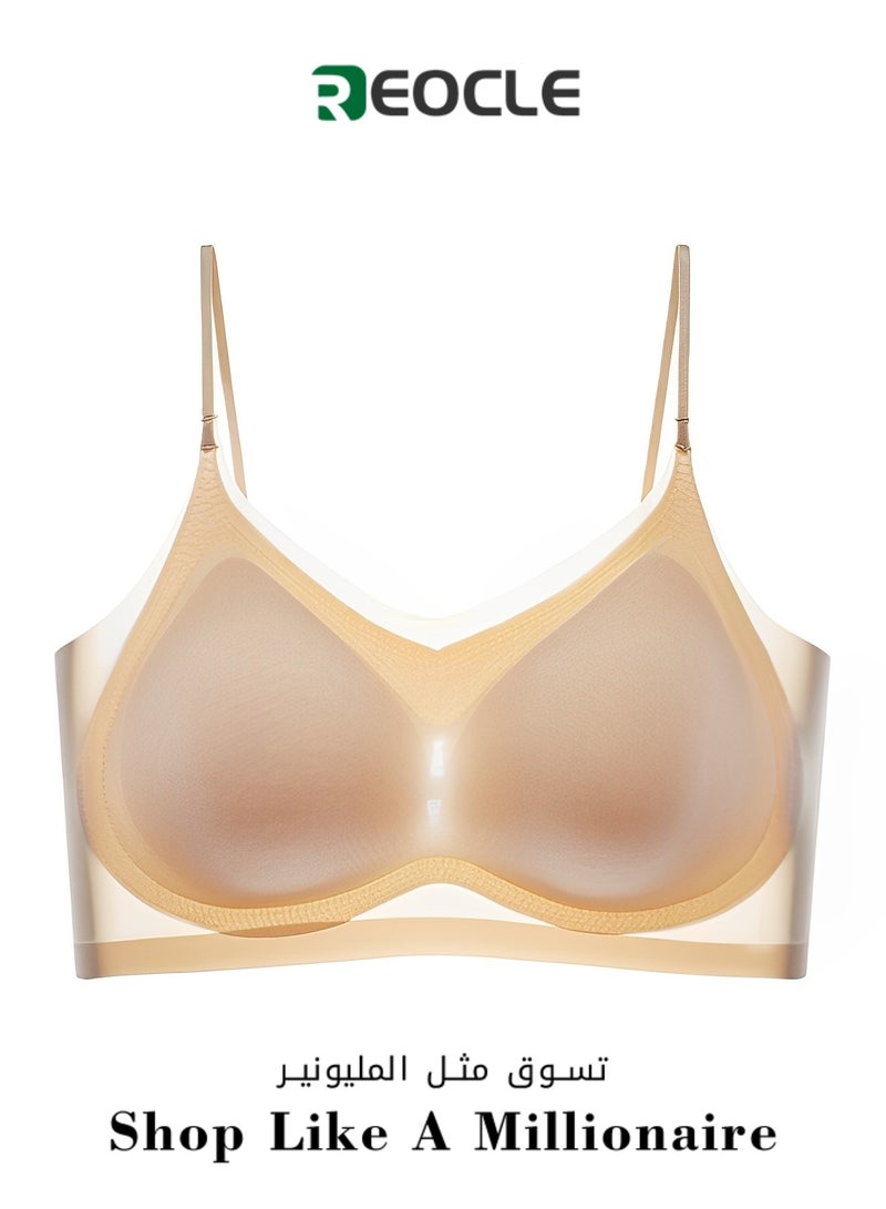 REOCLE Women's Seamless Bra Ultra-thin Ice Silk Comfort Bra Breathable Wireless Daily Bra Thin Soft Comfy Daily Bras  - Image 1