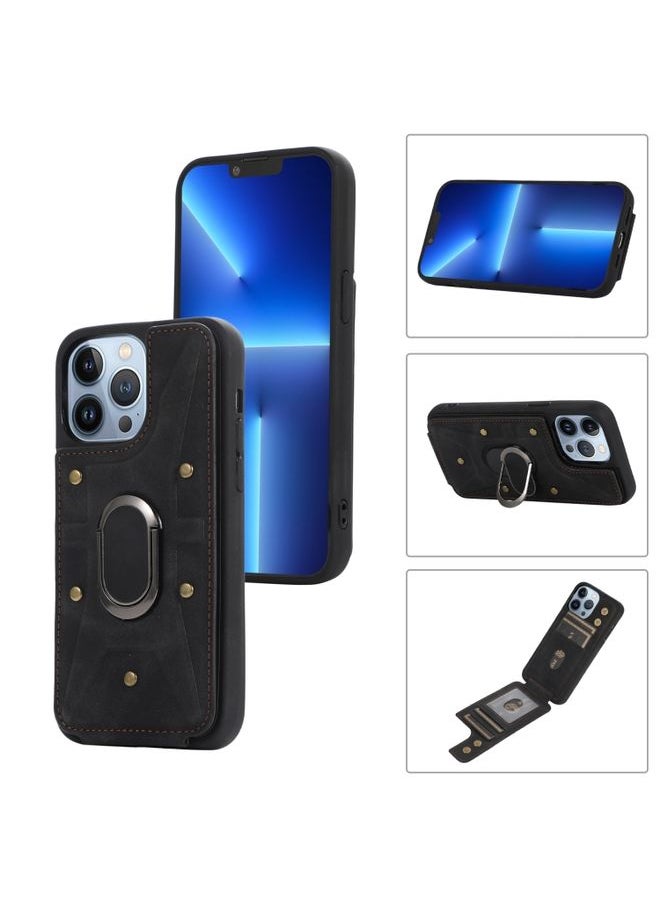 Generic Case Cover For iPhone 13 Pro Armor Ring Wallet Back Cover Phone Case Black 