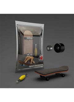 Generic Finger Skateboard, Alloy Mini Skateboard Deck with Pro Fingerboard Tools and Bearing, Pressure Gifts for Children Teens Adults (Black Wheels)  - Image 1