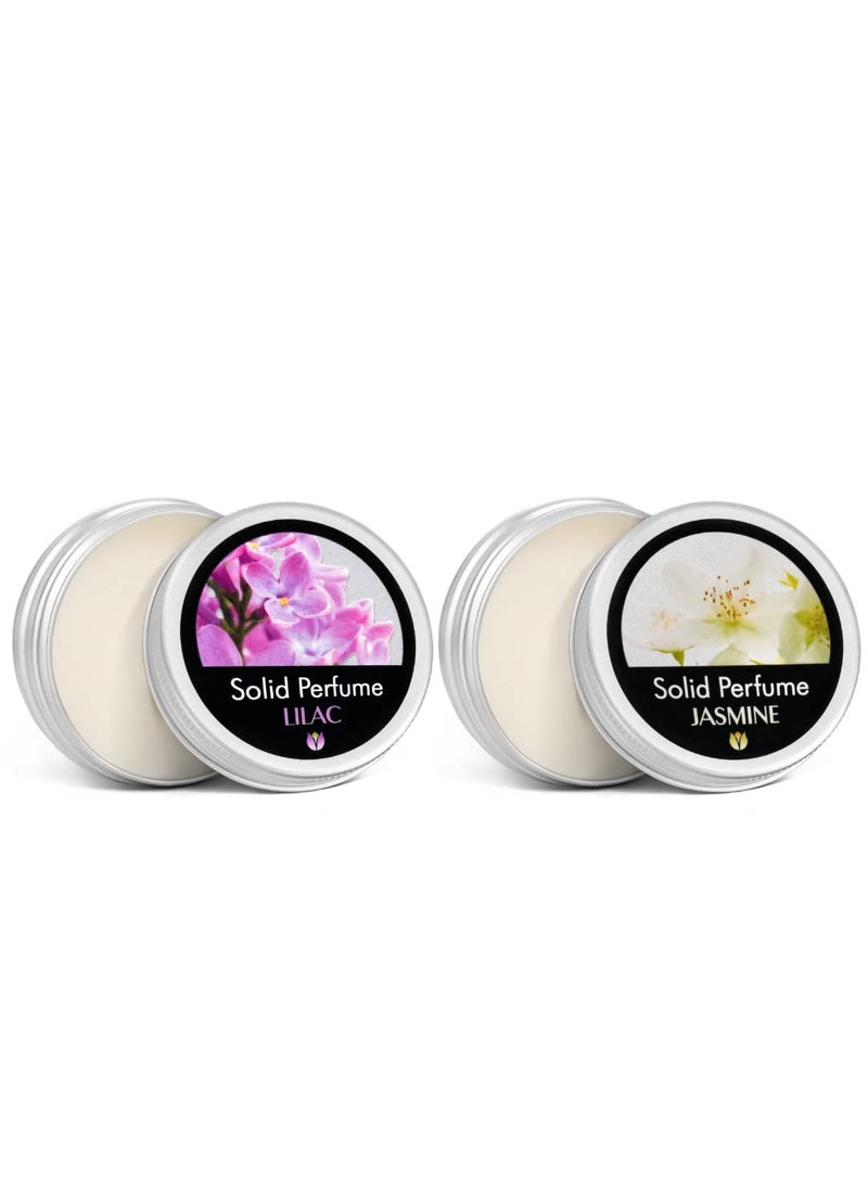 Flowerland Flowerland Solid Perfumes Set Jasmine Lilac  Portable Pocket Balm Perfumes Perfect for Travel Use  Natural Fragrance Parfums for Men and Women  Natural  Vegan 