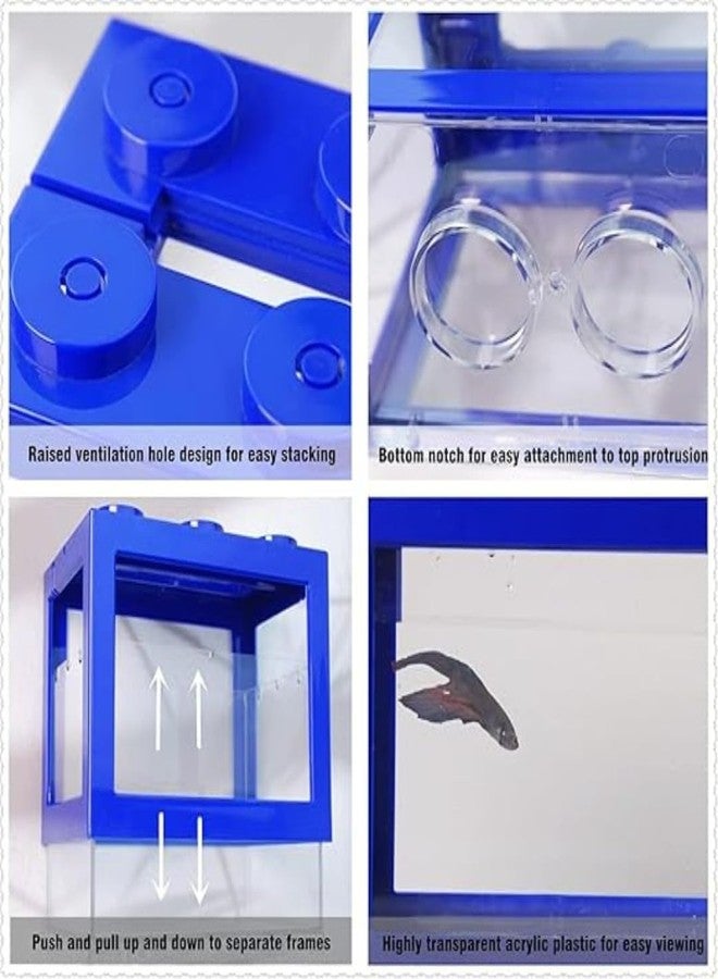 KSH STORE متجر KSH - حوض أسماك بيتا صغير مزدوج، سعة 2.25 لتر، تصميم مكعبات بناء، حوض مكعب قابل للفصل لأسماك بيتا والروبيان والسلاحف (كبير) - Image 5