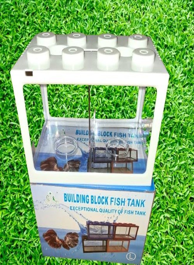 KSH STORE متجر KSH - حوض أسماك بيتا صغير مزدوج، سعة 2.25 لتر، تصميم مكعبات بناء، حوض مكعب قابل للفصل لأسماك بيتا والروبيان والسلاحف (كبير) - Image 4