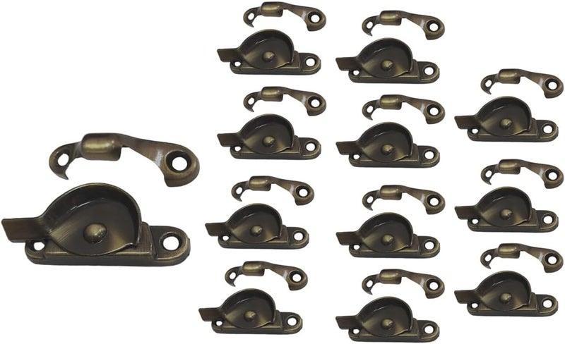 QCAA Zinc Die Cast Window Sash Lock, 2-7/16", Brushed Antique Brass, 12 Pack, Made in Taiwan - Image 1