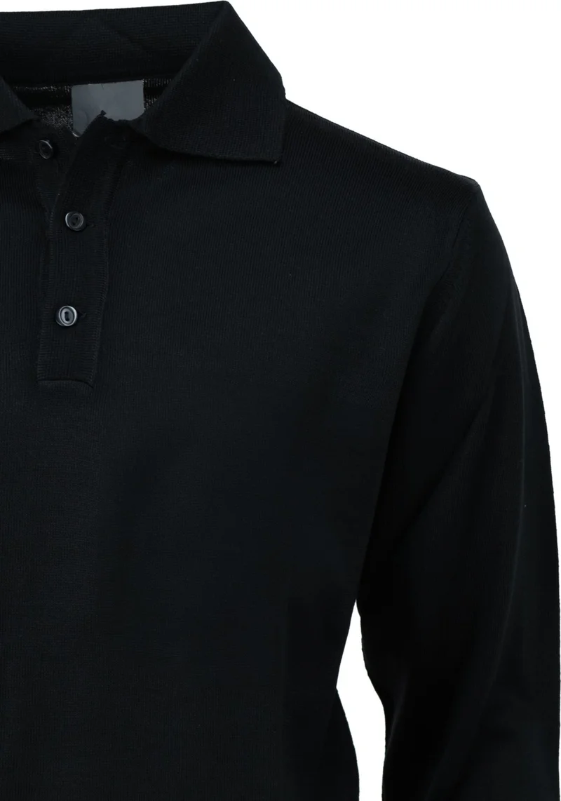 اوبلاند Men's Woolen Woven Sweater Pocketless Polo Collar Solid Color Classic Model Comfortable Cut Full Pattern