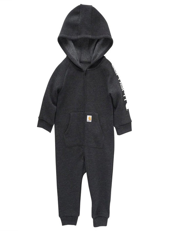 Carhartt Kid's CM8752 Long-Sleeve Zip-Front Hooded Coverall - 3 Months - Caviar Black Heather - Image 1