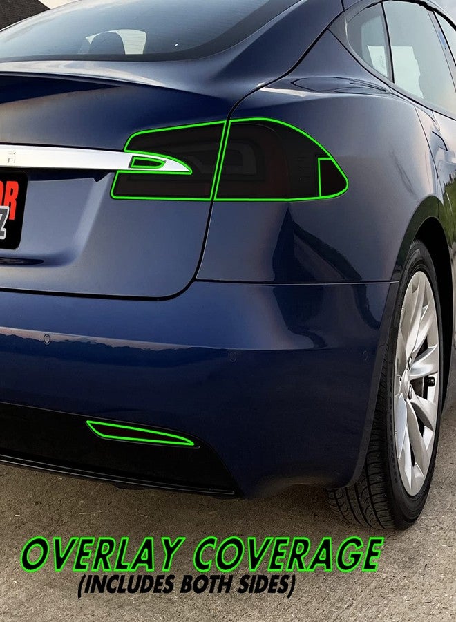 SlickMod PreCut Vinyl Smoke Tint for 2012-2021 Tesla Model S Tail Light & Reflector (1. Full Taillight, 20% Dark Smoke) - Image 2