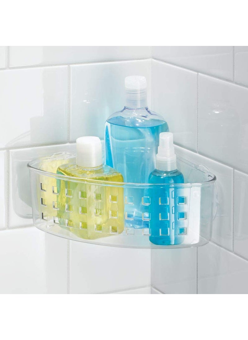 InterDesign iDesign Plastic Corner Shower Caddy and Bathroom Organizer Basket with Suction Cups - 9 "" x 7 "" x 3.5 ""  Clear  - Image 3