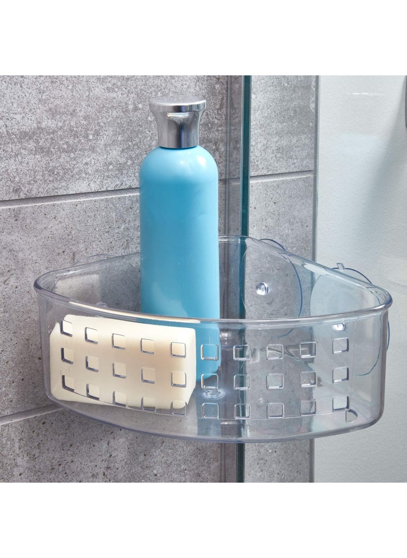 InterDesign iDesign Plastic Corner Shower Caddy and Bathroom Organizer Basket with Suction Cups - 9 "" x 7 "" x 3.5 ""  Clear  - Image 2