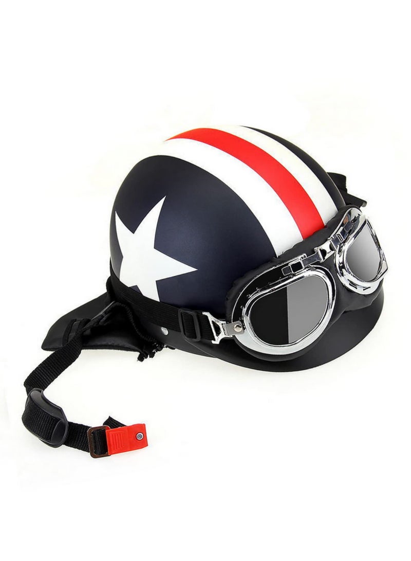 Vintage Motorcycle Half Helmet Open Face Retro Moto Casco with Goggles Classic Biker Capacetes Motociclistas Adult Cruiser Half Helmet - Image 2