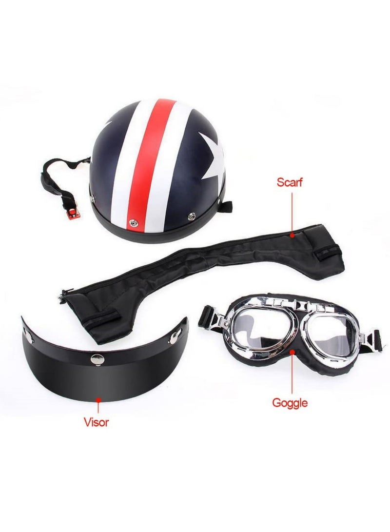 Vintage Motorcycle Half Helmet Open Face Retro Moto Casco with Goggles Classic Biker Capacetes Motociclistas Adult Cruiser Half Helmet - Image 4